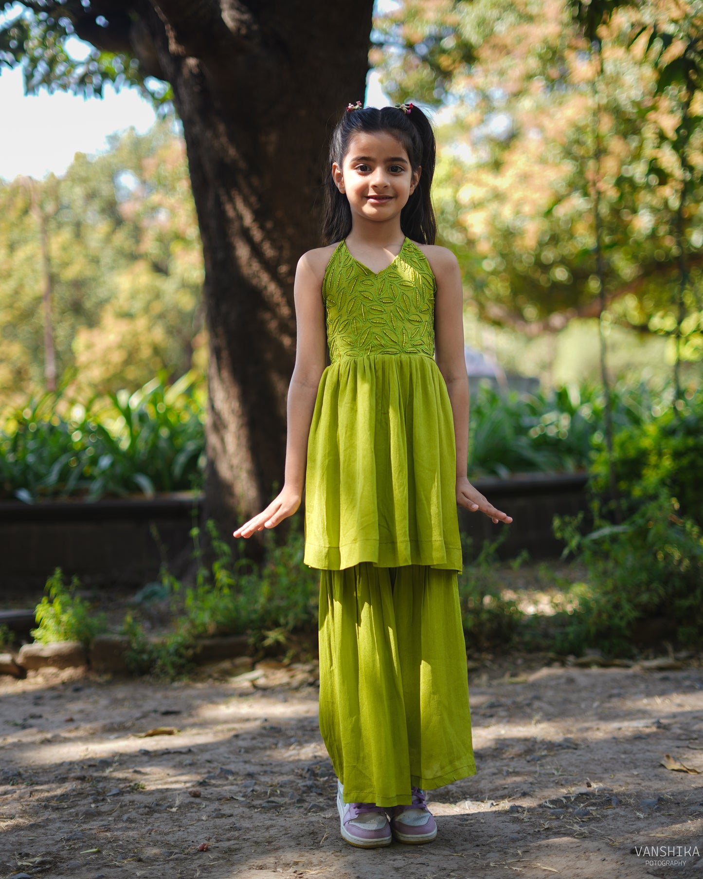 Green sharara set