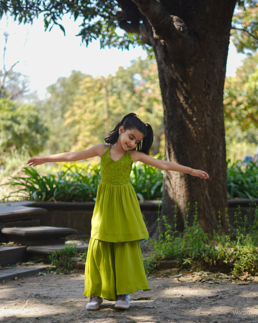 Green sharara set